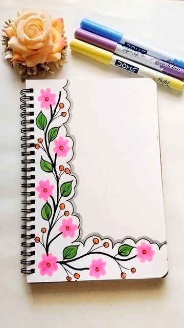 Craft Border Design, Heavy Border Designs For Projects, Creative Borders For Projects, Page Borders Design For Project, Page Decoration Ideas Projects, Journal Border Ideas, Beautiful Border Designs For Projects, Page Borders Design Aesthetic, Flowers Doodle Art