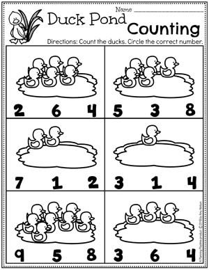 Preschool Counting Worksheets - Pond Theme #preschool #preschoolworksheets #pondtheme #planningplaytime #countingworksheets Pond Life Math Activities Preschool, Pond Life Worksheets Preschool, In The Pond Preschool Theme, Pond Math Activities Preschool, Duck Worksheets Preschool, Pond Crafts For Preschoolers, Pond Worksheets Preschool, Pond Lesson Plans Preschool, Pond Art Preschool