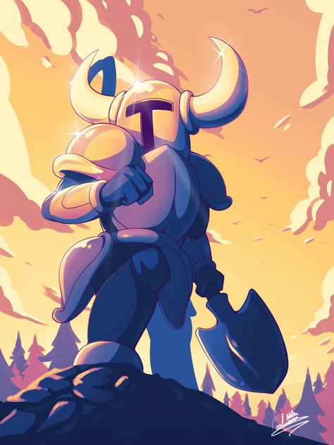 Shovel Knight Art, Stylized Knight, Shovel Knight, Indie Game Art, Arte 8 Bits, Knight Art, Robot Concept Art, Clip Studio Paint, Video Game Characters