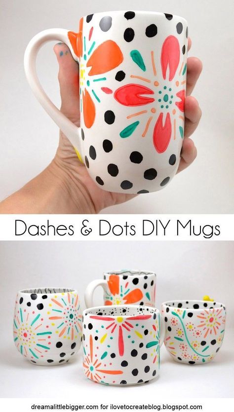 If you haven’t heard about them yet, listen up… iLoveToCreate has made some amazing markers and ceramics called PaintedbyMe. They are ... keep reading! Diy Christmas Mugs, Diy Mug Designs, Kerajinan Diy, Painted Coffee Mugs, Sharpie Crafts, Sharpie Mug, Dash And Dot, Diy Sharpie, Mug Crafts