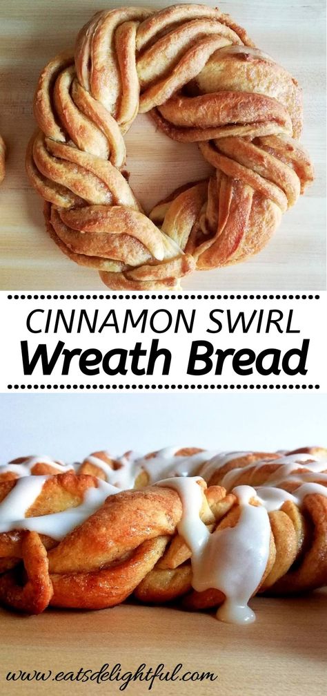 Cinnamon Wreath Bread, Cinnamon Bread Wreath, Braided Bread Wreath, Sweet Yeast Dough Recipes, Cinnamon Donut Bread, Sweet Bread Dough Recipe, Sweet Bread Dough, Cinnamon Roll Wreath, Cinnamon Wreath