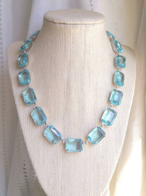 Anna Wintour Pisces Aquamarine necklace aqua Statement | Etsy Blue Statement Necklace, Georgian Jewelry, Aquamarine Necklace, Anna Wintour, Plus Sized, Crystal Necklaces, Aquamarine Jewelry, Crystal Choker, Blue Jewelry