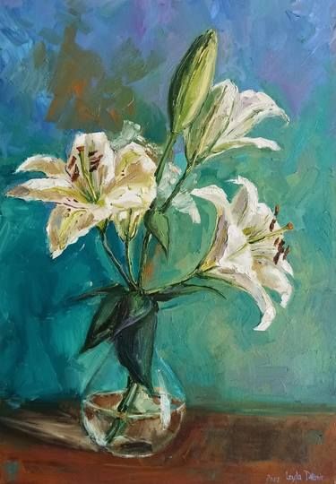 Wild Flowers Bouquet, Classic Still Life, Flower Bouquet Painting, Modern Still Life, Painting Classic, Realistic Oil Painting, Lily Painting, Lily Bouquet, Flower Paintings