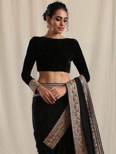 Black Velvet Blouse Design, Velvet Blouse Design, Black Velvet Blouse, Velvet Saree, Velvet Blouse, Lehenga Blouse Designs, Blouse Design Images, Blouse Style, Lehenga Blouse