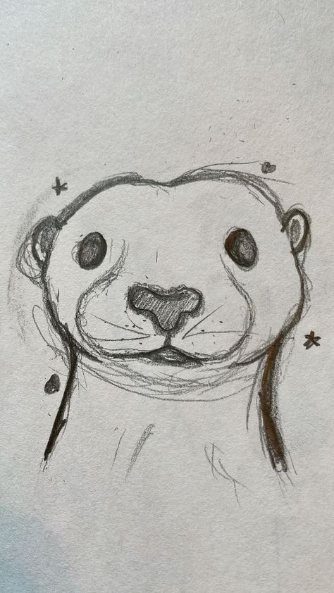 Cute Otter Drawing Easy, Sea Animal Drawings Easy, Drawing Inspo Aesthetic Easy, How To Draw Otter, Big Things To Draw, How To Draw An Elephant, Swan Drawing Sketches, Otter Drawing Sketches, Cute Sketches Aesthetic Easy