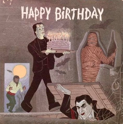 Record Card, Danny Thomas, Funny Happy Birthday Wishes, Count Dracula, Aliens Movie, Funny Happy Birthday, Monster Birthday, Universal Monsters, Happy Bday