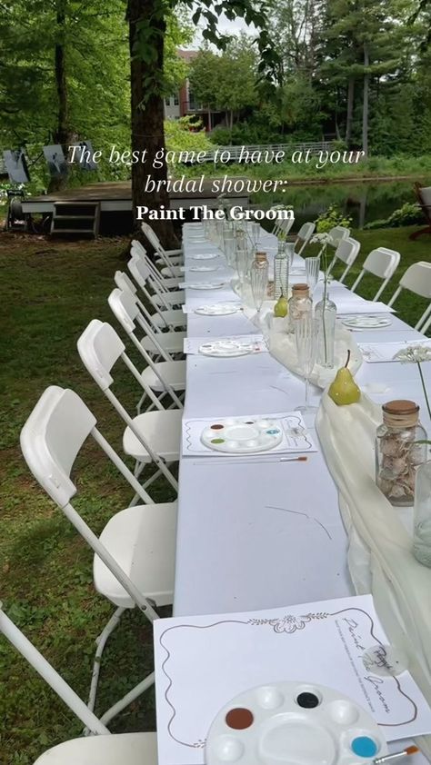 The best bridal shower game🎨👩🏻‍🎨 Paint the groom gave us all a goo... | TikTok Paint The Groom Bridal Shower Game, Bridal Shower Painting Activity, Bridal Shower Ideas Activities, Paint The Groom Bachelorette, Painting Bridal Shower Party, Hen Do Activities, Bridal Shower Painting, Hens Lunch, Bridal Sleepover