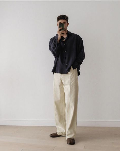 Summer Outfit Ideas Men, Graduation Outfit Men, Daniel Simmons, Trousers Outfit Men, Cuban Guayabera, Men's Casual Dress, Minimal Shirt Design, Cuban Shirt, Vintage Outfits Men