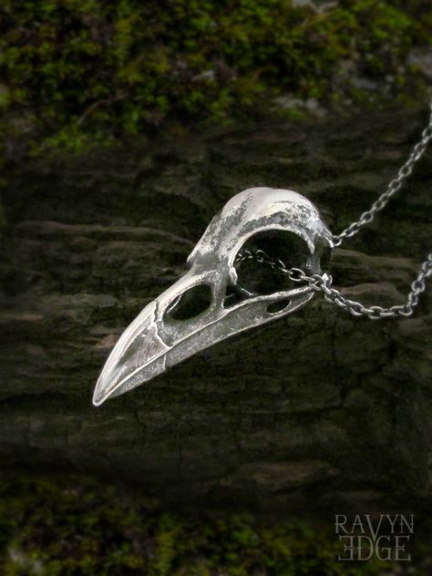 Crow Familiar, Bird Skull Jewelry, Bird Skull Necklace, Crow Necklace, Crow Pendant, Raven Skull Necklace, Crow Skull, Necklace Length Guide, Claw Necklace