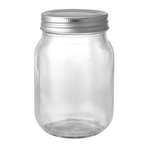 FRYNTLIG stoples dengan penutup, kaca bening/berlapis timah | 0,5L | 19.900 Toples Kaca, Ikea Office, Dressing Tables, Modern Kitchens, Click Here, Mason Jars, Kitchens, Art, Dressing Table