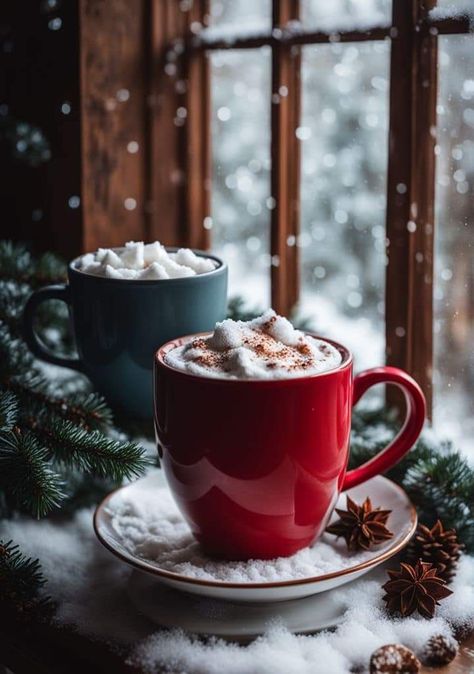 Christmas Drink, Christmas Hot Chocolate, Winter Coffee, Chocolate Caliente, 12 December, Christmas Post, Christmas Wonderland, Christmas Drinks, Art Christmas