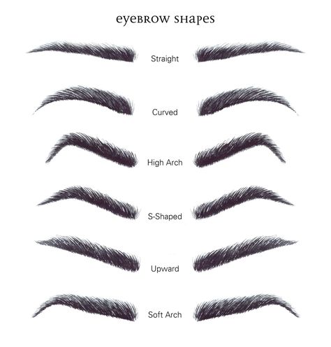 Eyebrow Shapes Chart, Eyebrows For Oval Face, Brow Shaping Tutorial, Eyebrow Template, Types Of Eyebrows, Straight Eyebrows, Sulam Alis, Bentuk Alis, Eyebrow Shapes