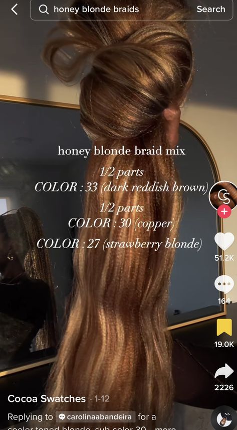 Color Inspo For Braids, Color 30 Braids For Black Women, Brown And Gold Knotless Braids, Color Mix Box Braids, Color Combos For Knotless Braids, Natural Braid Colors, Colour 12 Braids, Best Braid Colour Combination, Colour Mix Knotless Braids