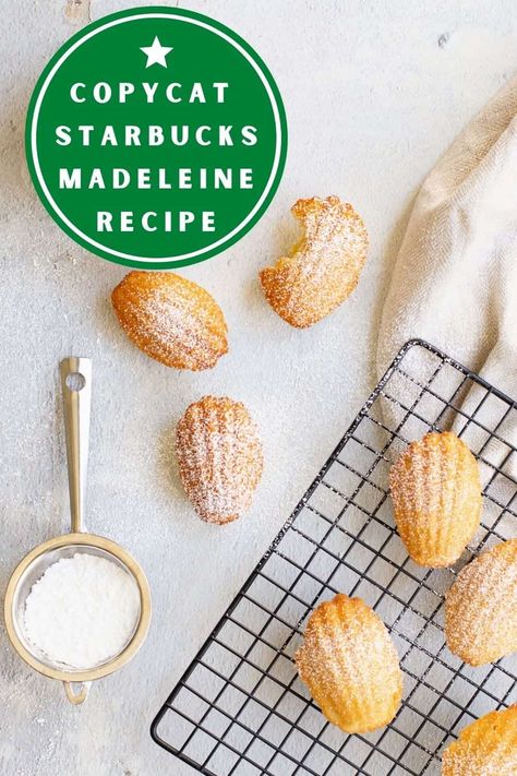 It's easy to make this Copycat Starbucks Madeleine Recipe at home. The little shell shaped cookies are a sweet cake-like cookie that has a touch of lemon zest and smooth vanilla flavor. Orange Madeleines, Cakes Without Butter, Madeleine Cookies, Cranberry Glaze, Madeleine Cake, Madeline Cookies, Unsweetened Cranberry Juice, Madeleine Recipe, Madeleine Cookie