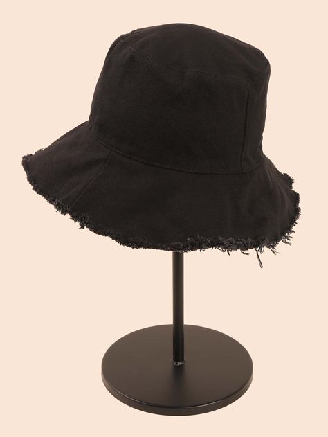 Black    Polyester Plain Bucket Hat Embellished  Spring/Summer Women Accessories Aged Clothing, Bucket Hat Design, Black Bucket Hat, Soft Hats, Diy Fashion Hacks, Black Bucket, Bucket Hat Black, Hat Design, Fashion Hub