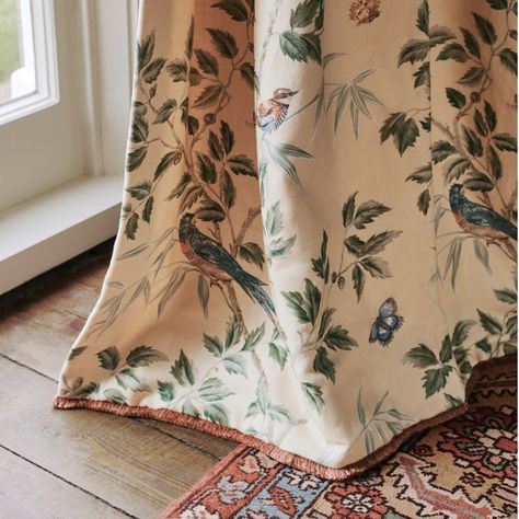 ashdown Wallpaper by Colefax and Fowler red - Google Search Country Curtains Living Room, Colefax And Fowler Wallpaper, Bird Curtains, Colefax Fowler, Colefax And Fowler, Textile Pattern Design, English Design, Birds Painting, Curtains Living Room