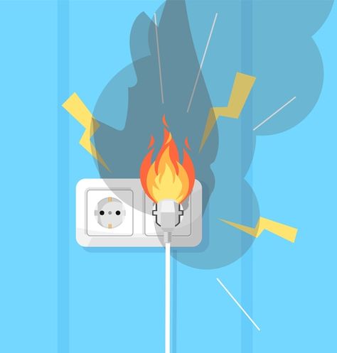 Electrical Fire, Fire Insurance, Color Illustration, Turquoise Background, Short Circuit, Rgb Color, Electrical Equipment, Vector Photo, Premium Vector