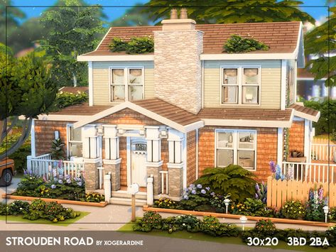 40 X 30 Sims House, Sims 4 Houses Family Home, Mountain Homes Exterior, Mountain Homes Interiors, Sims4 Inspiration, San Sequoia, Sims 4 Family House, Outside House Colors, Sims 4 Houses Layout