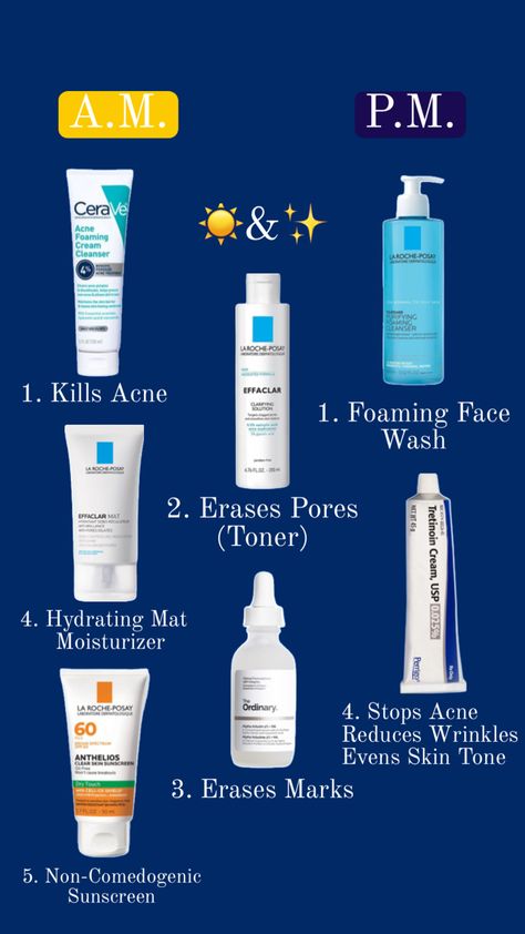 Discover the perfect skincare routine tailored for normal to oily skin types. This guide covers everything you need, from a refreshing morning regimen to a soothing nighttime routine. Whether you’re looking to control shine during the day or restore balance at night, these products will keep your skin healthy, clear, and glowing. Purifying Foaming Cleanser, Perfect Skincare Routine, Tretinoin Cream, Daily Skincare Routine, Nighttime Routine, Foaming Face Wash, Cream Cleanser, Skin Routine, Daily Skin Care Routine