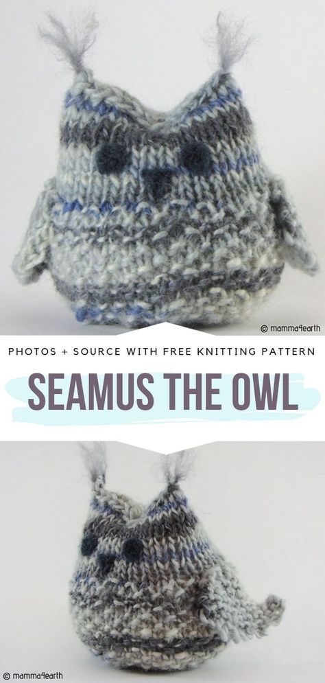 Owl Knitting Pattern, Knitting Animals, Knitted Owl, Knitted Toys Free Patterns, Animal Knitting Patterns, Knitting Patterns Toys, Owl Patterns, Knitted Animals, Moss Stitch