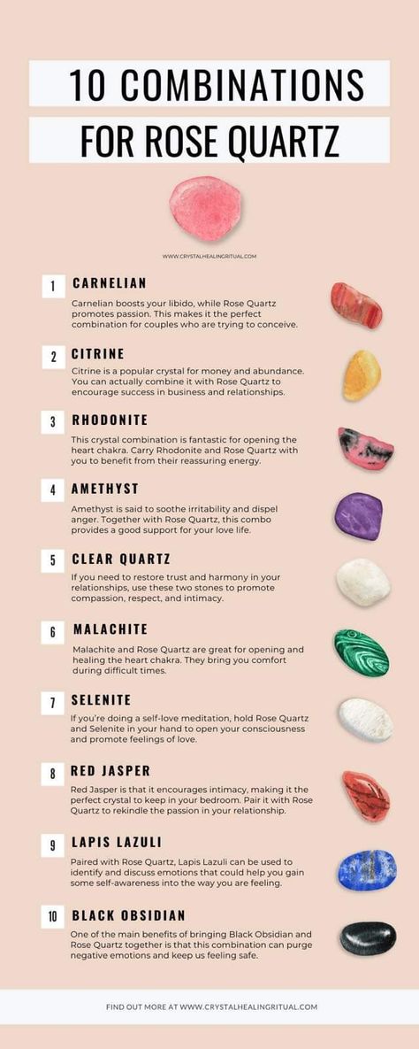 Chakra Stones Chart, Crystal Meanings Charts, Crystal Combinations, Rose Quartz Meaning, Crystal Healing Chart, Charge Crystals, Crystal Guide, Crystals Healing Properties, Crystal Therapy