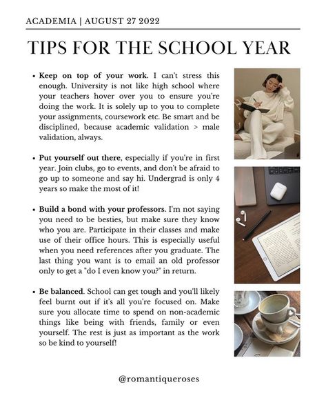 A list of things for tips on how to have a good back to school time Studie Hacks, Study Tips For Students, Effective Study Tips, High School Life, Academic Motivation, Vie Motivation, School Survival, School Related, School Study Tips