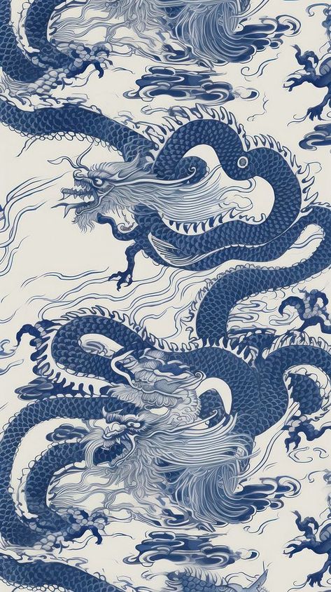 Chinese dragon art sketch blue.  | premium image by rawpixel.com / Nardsucha Dragon Print Wallpaper, Dragon Pattern Wallpaper, China Blue Aesthetic, Blue China Wallpaper, Blue China Aesthetic, Dragon Art Aesthetic, Blue Chinese Wallpaper, Blue Theme Poster, Chinese Aesthetic Art