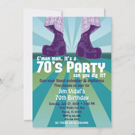 Create your own Invitation | Zazzle Soul Train Party Decorations, Soul Train Themed Party, 70s Party Theme, 70's Party, 70s Disco Party, Disco Birthday, Disco Birthday Party, 70th Birthday Invitations, 1970s Disco