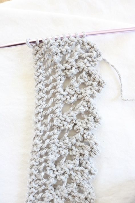 Knitted Picot Edging, Picot Edge Knitting, Knit Lace Edging Pattern Free, Knitting Edges And Borders Pattern, Lace Edge Knitting Pattern, Knit Lace Edging, Knitted Lace Edging Patterns, Knitting Lace Stitches, Simple Lace Knitting Stitches