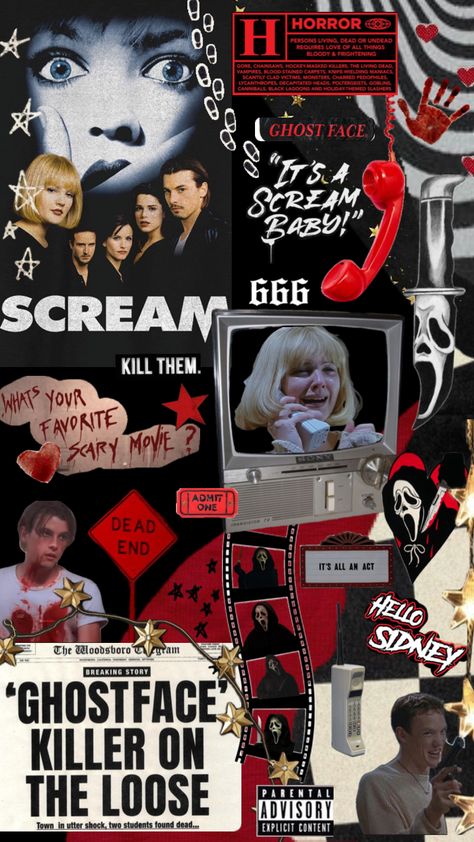 Scream mood board #horror #movie #scary #scream #halloween #october #mood #moodboard #aesthetic #art #wallpaper #vibes #scream1996 Aesthetic Art Wallpaper, Scary Scream, Scream Videos, Movie Scary, October Mood, Scream 1996, Wallpaper Vibes, Halloween Wallpaper Backgrounds, Scream Halloween