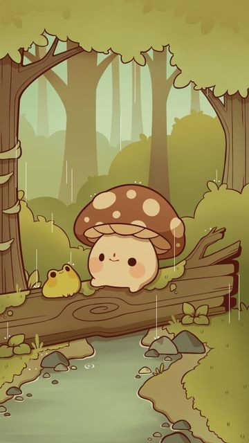 Mushroom Wallpaper, Frog Wallpaper, Frog Art, Tapeta Pro Iphone, Cute Doodles Drawings, Cute Kawaii Drawings, Cute Doodle Art, Cute Cartoon Drawings, Dibujos Cute