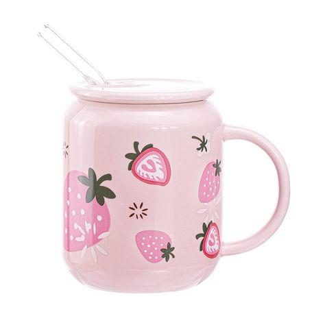 PRICES MAY VARY. Material: high quality porcelain Caliber: 3.3 inches, height: 4 inches, capacity: 13 ounces Cute and beautiful, sturdy and durable, easy to clean Suitable for water, tea, scented tea, iced tea, juice, beverages, etc. Perfect for home, office, campus Sizikato Porcelain Mug with Lid and Straw, 13 Oz Water Cup with Handle, Cute Strawberry Pattern Kawaii Finds, Mug With Straw, Strawberry Pattern, Glass Coffee Cups, Mug With Lid, Cute Strawberry, Cute Fruit, Cute Kitchen, Glass Straws