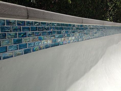 Pool Waterline Tile, Pool Waterline, Waterline Pool Tile, Waterline Tile, Backyard Refresh, Pool Tile Designs, Backyard Vacation, Pool Makeover, Pool Resurfacing