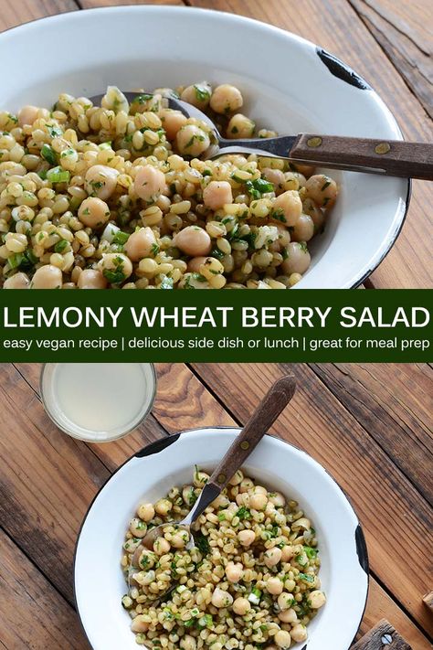 Lemony Chickpea and Herb Wheat Berry Salad Recipe Wheatberry Recipes, Wheat Berry Salad Recipes, Berries Salad, Wheat Berry Recipes, Berry Salad Recipe, Grain Salads, Wheat Berry Salad, Health Lunch, College Recipes