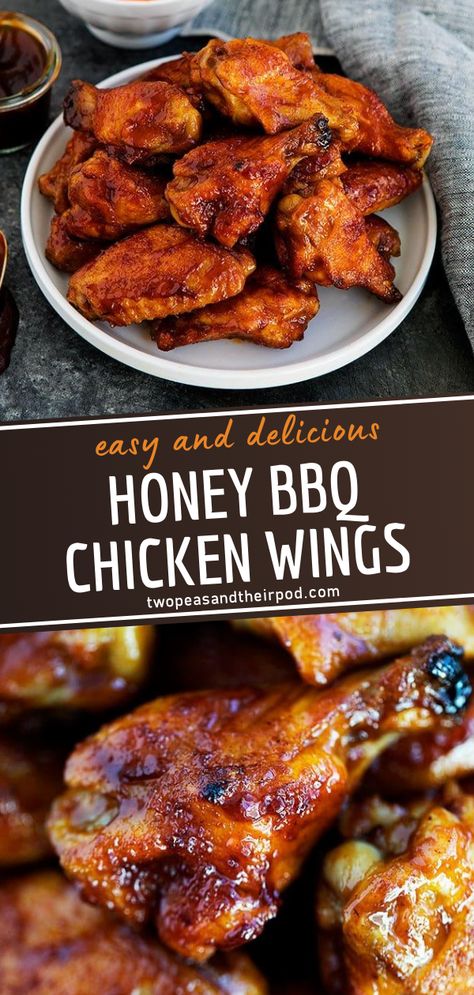 Easy Baked Chicken Wings, Bbq Wings Recipe, Honey Bbq Chicken Wings, Journal Recipes, Bbq Chicken Wings Recipe, Honey Bbq Wings, Wing Sauce Recipes, Chicken Wing Recipes Baked, Chicken Wing Sauces