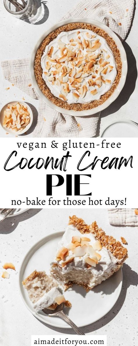 Cocnut Cream Pie, Paleo Coconut Cream Pie, Vegan Cream Pie, Vegan Coconut Cream Pie, Vegan Coconut Cream, Coconut Creme Pie, Vegan Pies, Vegan Pies Recipes, Tropical Desserts