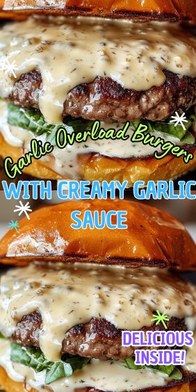 Garlic Overload Burgers with Creamy Garlic Sauce Garlic Overload Burgers, Steak And Shake Garlic Burger Sauce, Garlic Bread Burgers, Garlic Sauce For Burgers, Garlic Butter Burger, Garlic Burger Sauce, Garlic Burger Recipe, Mushroom Sauce For Burgers, Creamy Garlic Sauce Recipe