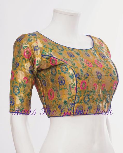 SILK BROCADE BLOUSE COLOR MAY VARY DUE TO DIGITAL PHOTOGRAPHY FOR ANY QUERY CALL/TEXT/WHATSAPP ON +1 (630) 407 7419 Prince Cute Blouse Design, Designer Saree Blouses, Black Blouse Designs, Brocade Blouse Designs, Designs Blouse, Cotton Blouse Design, Saree Blouses Online, Indian Clothing Store, Best Blouse Designs