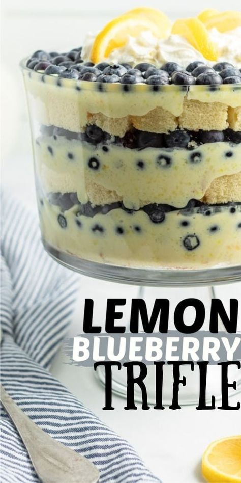 Blueberry Lemon Dessert, Easter Trifle Desserts, Blueberry Trifle Recipe, Lemon Blueberry Trifle, Lemon Trifle, Blueberry Trifle, Trifle Recipes Easy, Trifle Bowl Recipes, Trifle Dessert Recipes