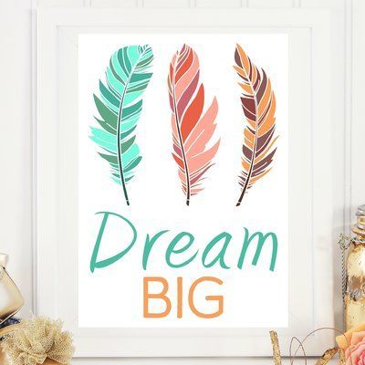 Love You A Latte Shop Tribal Dream Big Paper Print Blue Nursery Decor, Youth Decor, Print Decor, Paint And Sip, Baby Nursery Decor, Letter Wall, Feather Print, Toddler Room, Decor Nursery