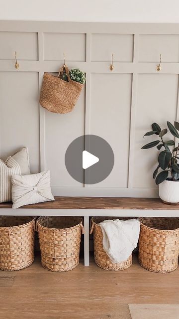 Marianthe Ranieri on Instagram: "MUDROOM / DROP ZONE This empty wall in our entryway was the perfect space for a mudroom/dropzone.  I installed some panelling and built a benchseat to go underneath, so we now have a space to hang our coats and the baskets can neatly store and hide away our shoes. Now that I have this space in my home, I don't know how I've lived without it! Its so functional and I love how it looks.   For this project I used the @monarchpainting Mini Easy Nails Construction Adhesive and Mini Gap Filler with the Mini Caulking Gun. These products are perfect for small projects like these where a full-size cartridge is not required resulting in less waste.  The new @monarchpainting Mini range is available at @bunnings  #diy #monarchpainting #monarchmini #mudroom #wallpanellin Mudroom Drop Zone, Farmhouse Mud Room, Mudroom Laundry, Mudroom Laundry Room, Drying Racks, Drop Zone, Easy Nails, Construction Adhesive, Laundry Mud Room