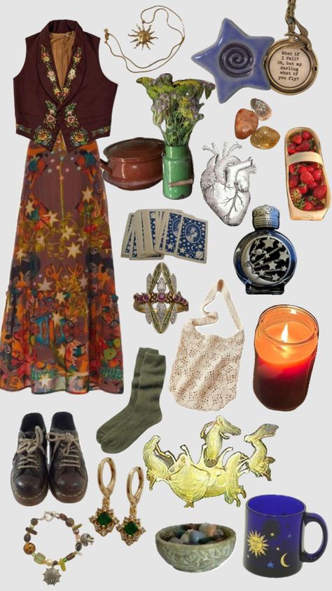 jehan modern au #jehanprouvaire #lesamisdelabc #lesmis #lesmiserables #vintage #books #art #pagan #witch #whimsygoth #eccentric #homey Whimsigoth Inspiration, Jehan Prouvaire, Vintage Fairy Aesthetic, Modern Witch Outfit, Nana Clothes, Modern Witch Fashion, Pagan Fashion, Outfit Boards, Whimsy Goth