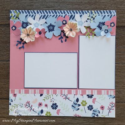 Big Sister Scrapbook Page Layout, Stampin Up Scrapbooking Layouts Ideas, Stampin Up Scrapbook Pages, Flower Scrapbook Layout, Sister Scrapbook, Cards For Scrapbook, How To Make Cards, Family Scrapbook Layouts, Family Layout