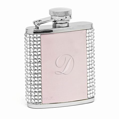 Petite White Crystaled Pink Pocket Flask (Engravable) Wine Decanter Set, Wine Flask, Pocket Flask, Custom Flask, Engraved Flasks, Electric Wine Opener, Wine Tools, Personalized Flasks, Cheap Wine