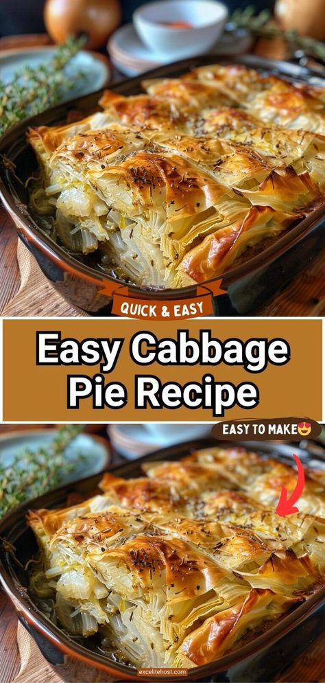 Very unusual cabbage pie ... and very simple to make. With only 6 T of flour, this could work on low carb diet. Cabbage Pie, Cabbage Recipes Healthy, Easy Pie Recipes, Caraway Seeds, Fun Easy Recipes, Cabbage Recipes, Carb Diet, Recipes Healthy, Pie Crust