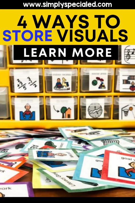 Classroom Organization Hacks, Objectives Display, Velcro Wall, Special Education Organization, Pecs Pictures, Cooking In The Classroom, Student Binders, Picture Storage, Self Contained Classroom