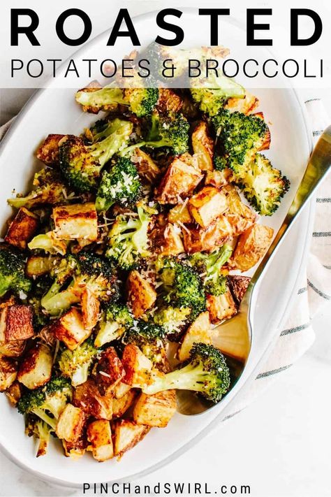 Veggies And Potatoes In Oven, Sweet Potato And Broccoli Roasted, Chicken Roasted Potatoes Dinners, Winter Vegetable Dishes, Roasted Broccoli And Potatoes Sheet Pan, Potato And Veggies In Oven, Veggie Side Dishes Broccoli, Roasted Potato And Broccoli Recipes, Broccoli And Potatoes Roasted