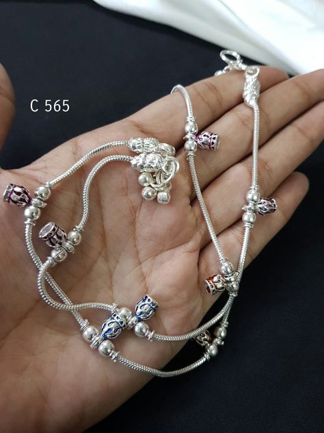 Silver Patilu, Pattilu Designs Silver Simple, Anklets Indian Silver Simple, Pattilu Designs Silver, Silver Anklets Designs, Anklets Indian, Silver Engraved Bracelet, Silver Ankle Bracelet, Lucky Jewelry