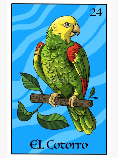 Pegatina «El Cotorro tarjeta de lotería mexicana» de CecyLL | Redbubble Loteria Poster, Grinch, Collage, Pins