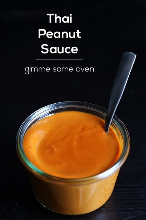 Thai Peanut Sauce | Gimme Some Oven: A quick and simple recipe for delicious homemade Thai Peanut Sauce. Use to make chicken satay, a stir-fry, an Asian salad, and more! Thai Stir Fry Sauce, Peanut Sauce Stir Fry, Homemade Stir Fry Sauce, Chicken Satay Recipe, Homemade Peanut Sauce, Thai Stir Fry, Peanut Sauce Recipe, Thai Peanut Sauce, Homemade Sauce Recipes